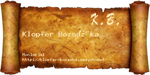 Klopfer Bozsóka névjegykártya